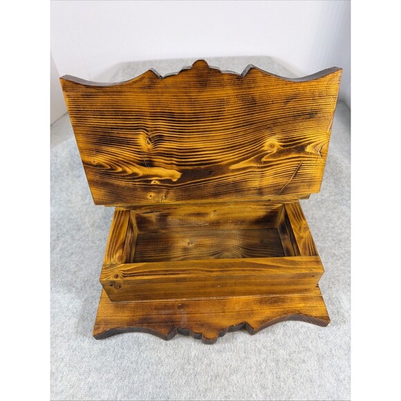 Hand Crafted Other - Vintage Rustic Burnt Wood Keepsake Box Handcrafted Treasure Trinket Jewelry